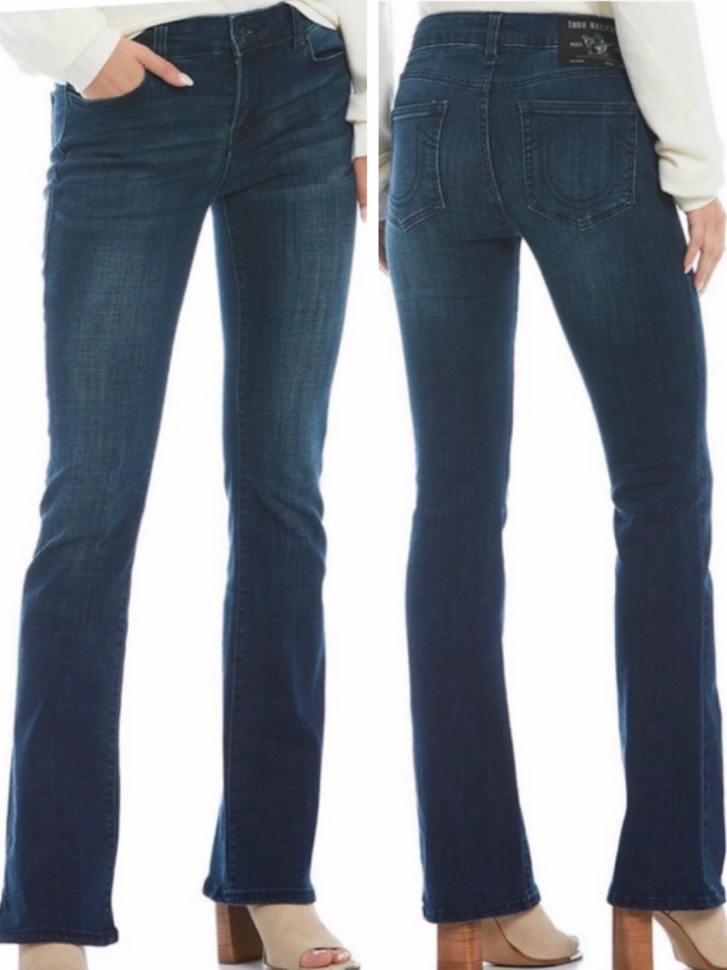 New True Religion Becca Boot Blue Jeans Size 30 Mid Rise Cotton Stretch Classic